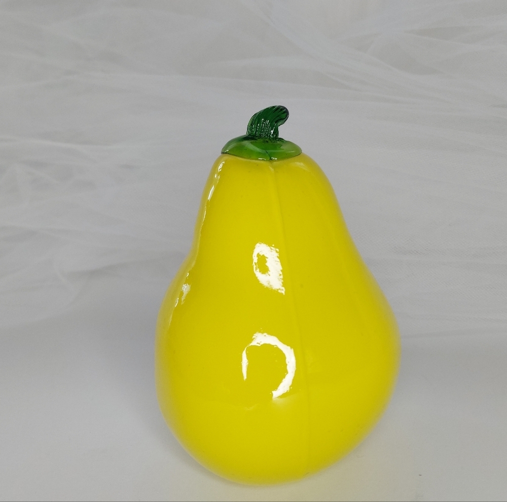 Yellow Pear Glass Art Figurine Fruit Bowl Filler